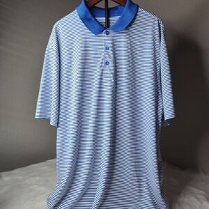 Nike Dri-FIT Golf Polo‎ Shirt Striped Standard Fit Blue White Mens Large